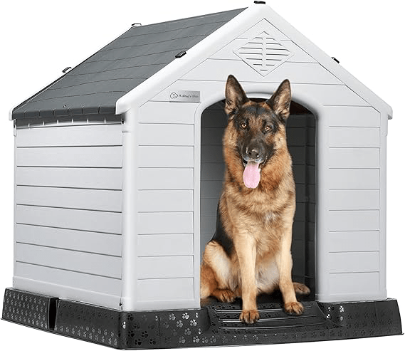 LEMBERI Durable Waterproof Plastic Dog House best large dog houses